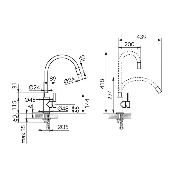 MIXER FOR KITCHEN BZR4BSS BLACK