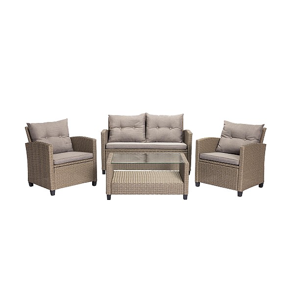 OUTDOOR FURNITURE SET GREY 4 SEATER