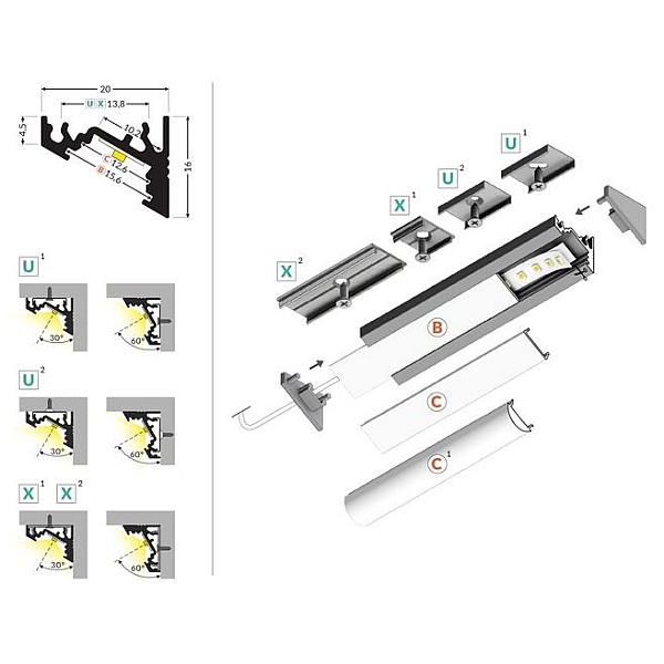 LED sloksnes profils Standart CORNER10 F2000601