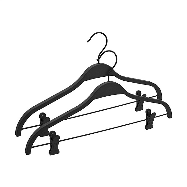 RUBBER COATED HANGER LR040 BLACK 2 PCS