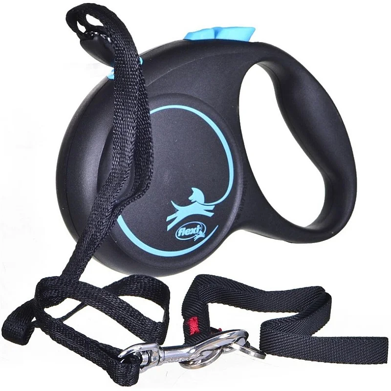 Automatinis pavadėlis Flexi Black Design mėlynas/juodas 5m Automatinis pavadėlis Flexi Black Design mėlynas/juodas 5m