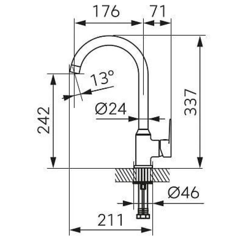 Virtuves jaucējkrāns Ferro BNT4. hroma