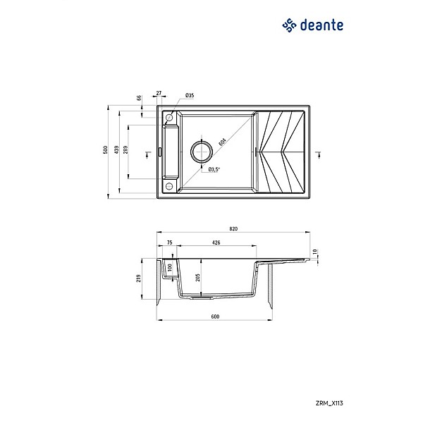 Plautuvė Deante Magnetic ZRM_A113. granitas