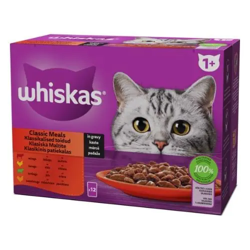 CANNED FOOD CATS WHISKAS MEAT 12X85G