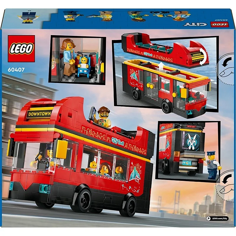 Konstr LEGO City Raudonas dviaukštis apžvalgos autobus 60407 Konstr LEGO City Raudonas dviaukštis apžvalgos autobus 60407