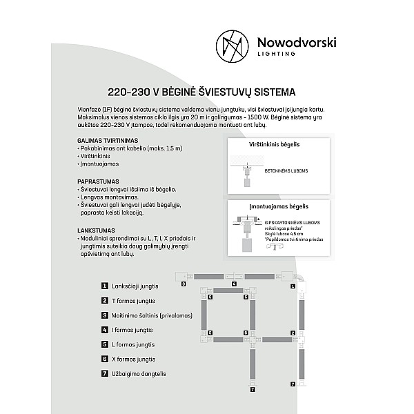 Slēdzis Nowodvorski TRACK PROFILE RECESSED X-CONNECTOR