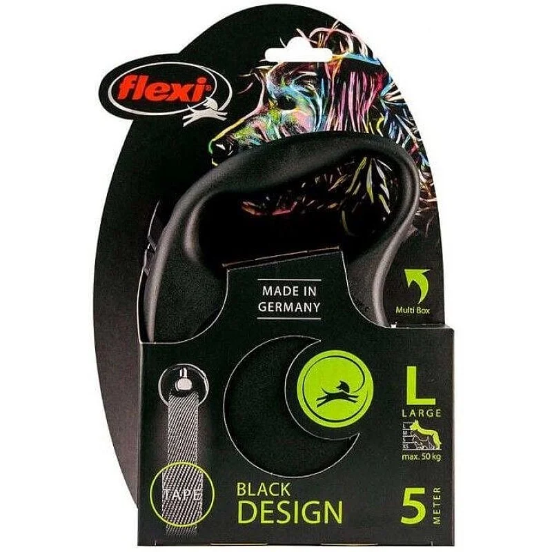Automatinis pavadėlis Flexi Black Design. juodas. 5 m Automatinis pavadėlis Flexi Black Design. juodas. 5 m