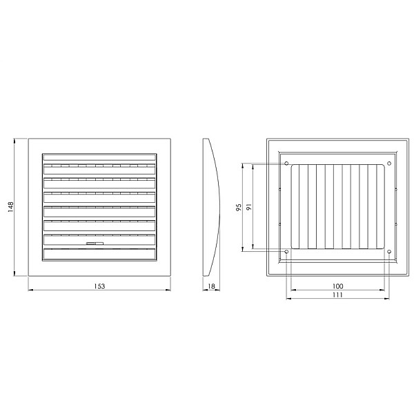 VENTILATION GRILL ADJUST N10RA 148X153MM