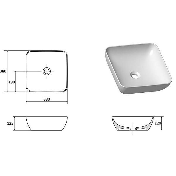 Washbasin Uni 380 S Slim ceramic white