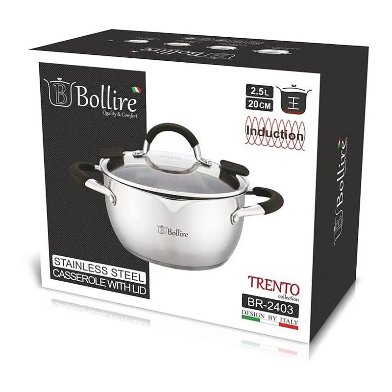 POT 20CM 2.5L TRENTO BR-2403 STAINLESS