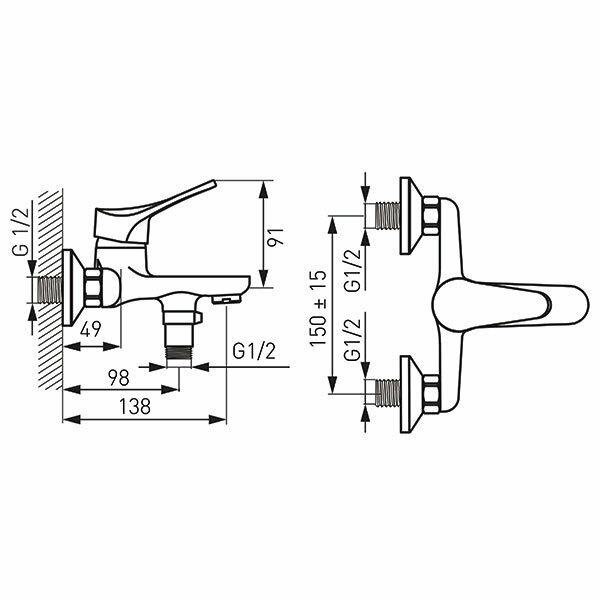 BATH MIXER SHORT SP. W/O ACC BPT1 PETITE