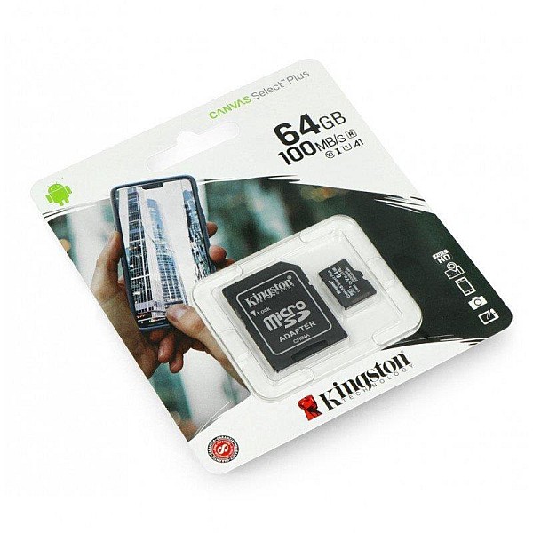 Atminties kortelė Kingston 64GB CL10 MicSDHC+adapteris