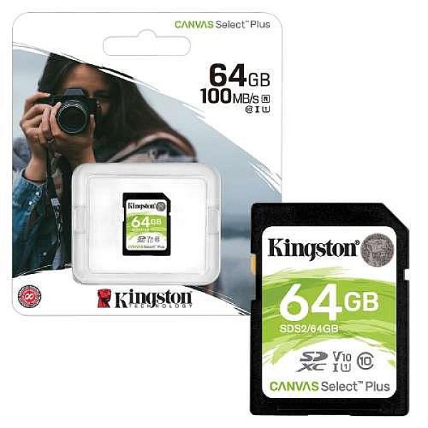 Atminties kortelė Kingston 64GB CL10 SDXC Canvas Select Plus