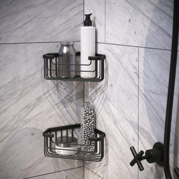 CORNER SHOWER BASKET BLACK