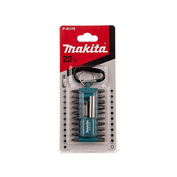 Antgalių komplektas Makita P-81175. 22 vnt.