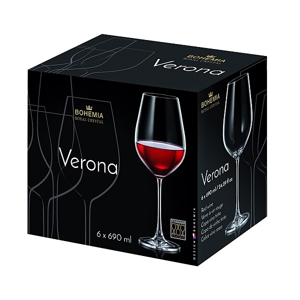 Vyno taurės BOHEMIA ROYAL CRYSTAL VERONA. 690 ml. 6 vnt.