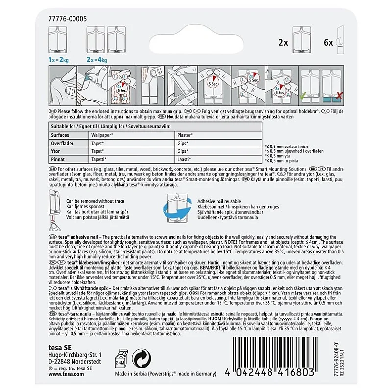TESA 77776 MOUNTING SYSTEM. 2X2KG TESA 77776 MOUNTING SYSTEM. 2X2KG