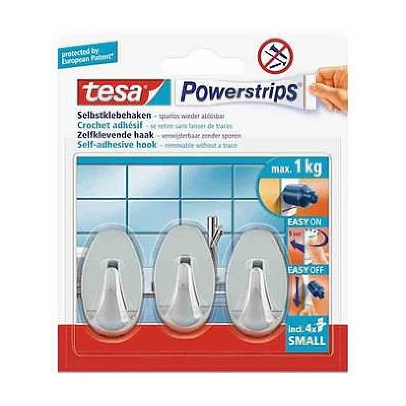 TESA HOOKS SMALL OVAL CHROM 3 VNT.N TESA HOOKS SMALL OVAL CHROM 3 VNT.N