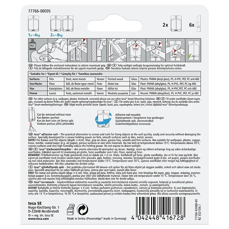 TESA 77766 MOUNTING SYSTEM. 2X4KG TESA 77766 MOUNTING SYSTEM. 2X4KG