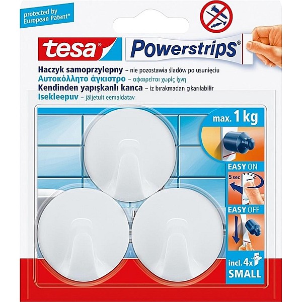 TESA HOOKS SMALL CIRCLE WHITE