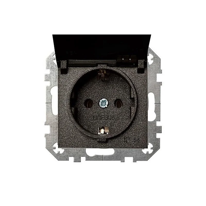 Kištukinis lizdas LIREGUS EPSILON. juodos spalvos. IP44