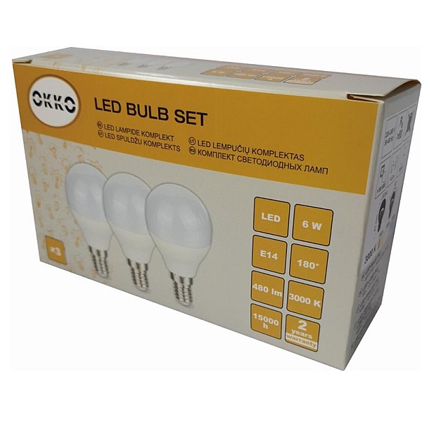 LED BULB G45 6W E14 480LM 830 3PCS/PACK