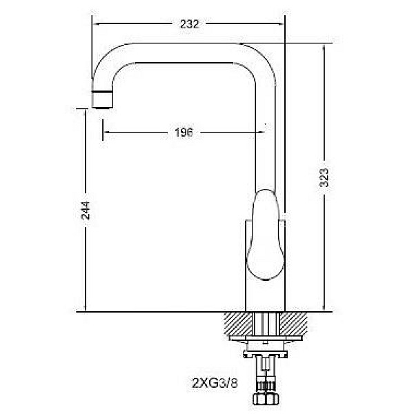 KITCHEN MIXER INOX NICKEL FINISH. L-4096