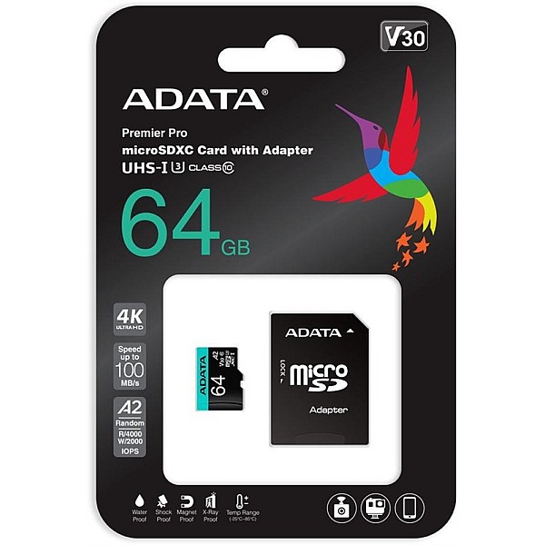 CARD MSDHC 64GB V30 PRO ADATA