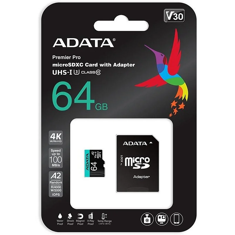 ADATA Premier Pro 64GB  microSDXC UHS-I Class 10  w/Adapter ADATA Premier Pro 64GB  microSDXC UHS-I Class 10  w/Adapter