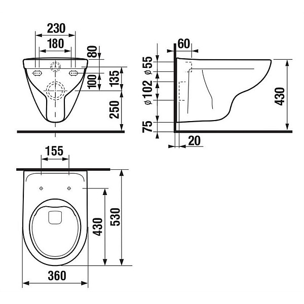 Komplektas unitazo Lyra plus rimless H821384