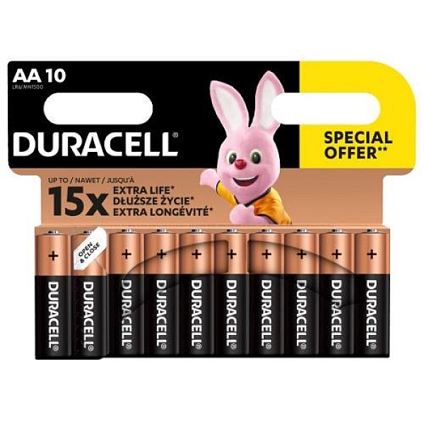 Elementai DURACELL AA/LR06. 1.5V. 10 vnt.