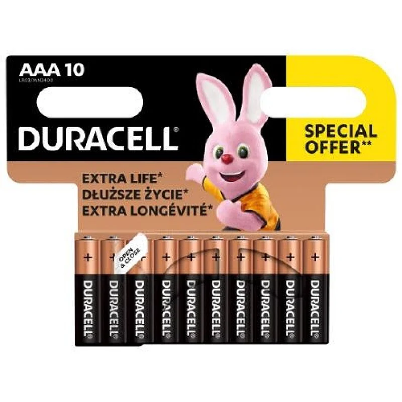 Elementai DURACELL AAA/LR03. 1.5V. 10 vnt. Elementai DURACELL AAA/LR03. 1.5V. 10 vnt.