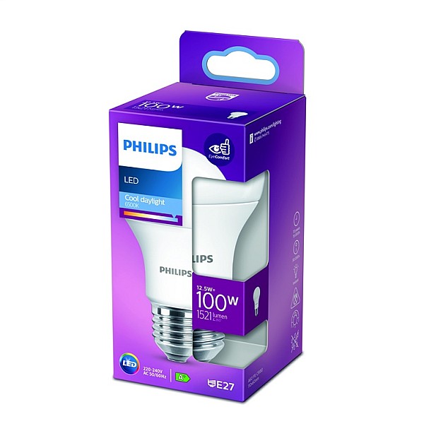 LED lemputė PHILIPS. A60. E27. 12.5 W. 1521 lm. 6500 K