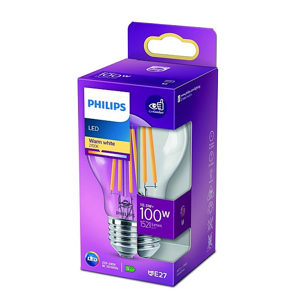 LED lemputė PHILIPS. A60. E27. 10.5 W. 1521 lm. 2700 K