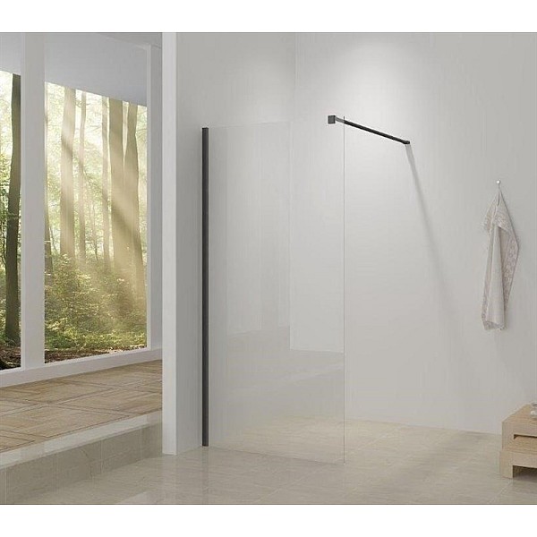 SHOWER WALL GLASS116X195CM 8MM BLACK