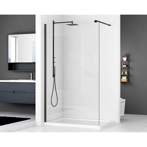 SHOWER WALL GLASS116X195CM 8MM BLACK