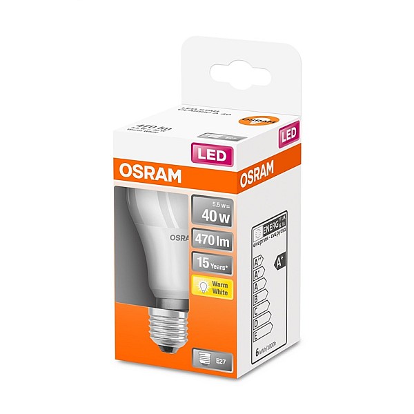 LED lemputė OSRAM. A60. E27. 5.5 W. 470 lm. 2700 K