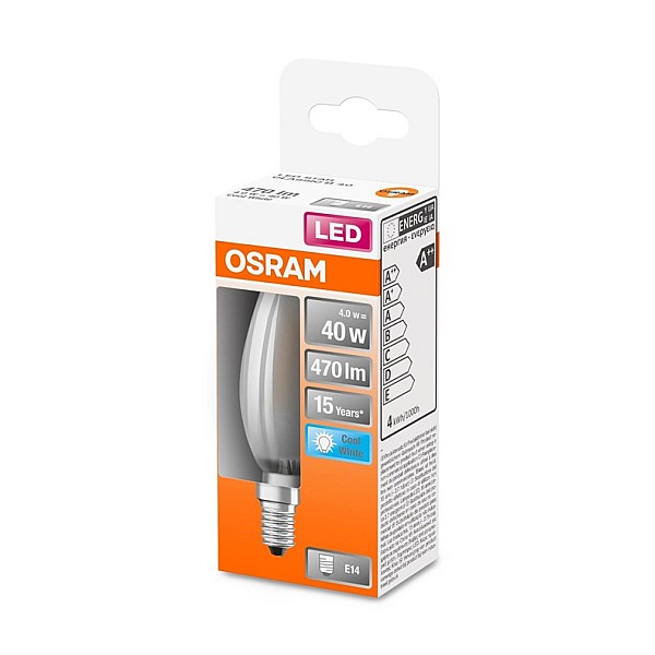 LED lempa Osram B35. 4W. E14. 4000K. 470lm. matinė