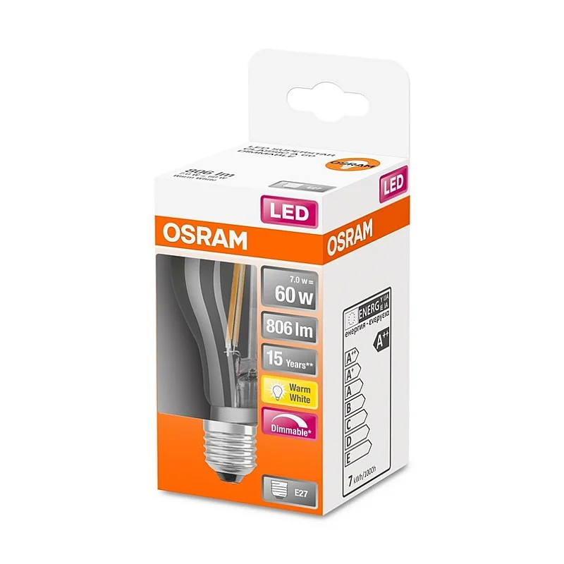 LED lemputė OSRAM. A60. E27. 7 W. 806 lm. 2700 K
