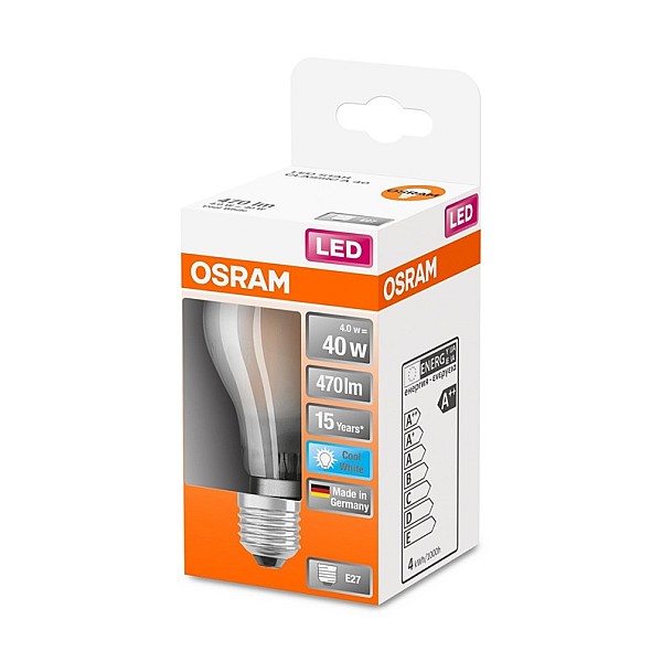 LED lemputė OSRAM. A60. E27. 4 W. 470 lm. 4000 K