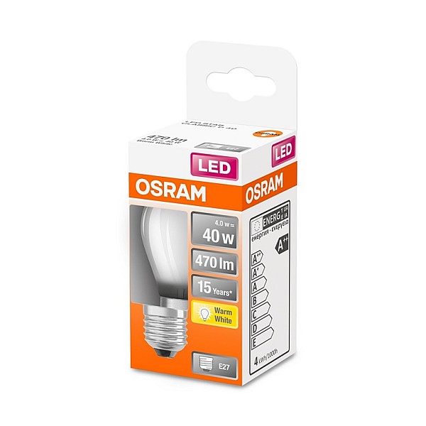 LED lemputė OSRAM. P45. E27. 4 W. 470 lm. 2700 K