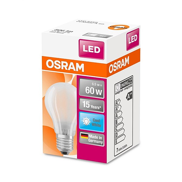 LED lemputė OSRAM. A60. E27. 6.5 W. 806 lm. 4000 K