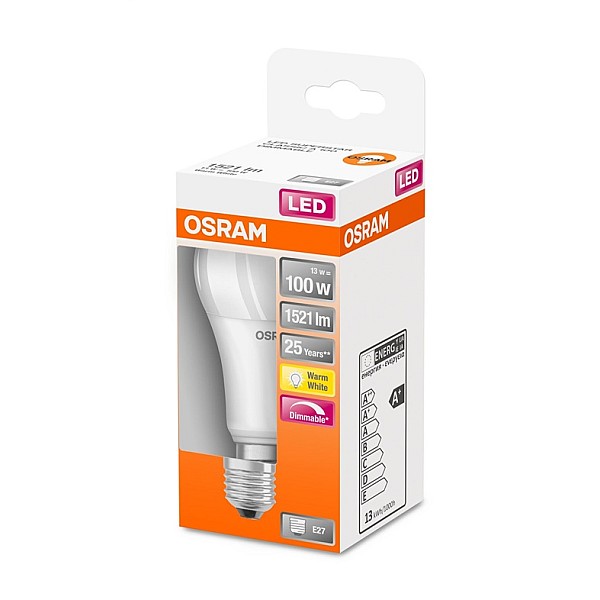 LED lemputė OSRAM. A60. E27. 13 W. 1521 lm. 2700 K