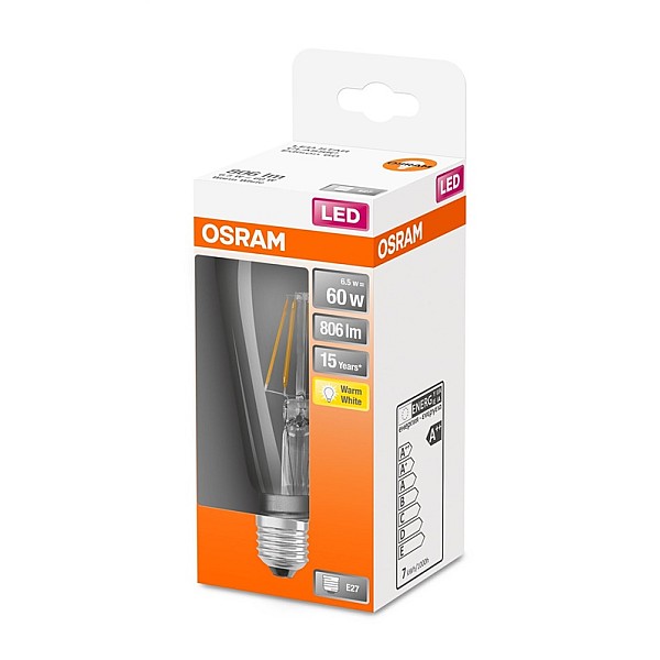 LED lemputė OSRAM. ST64. E27. 6.5 W. 806 lm. 2700 K