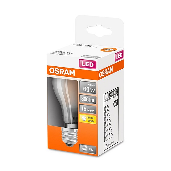 LED lemputė OSRAM. A60. E27. 7 W. 806 lm. 2700 K