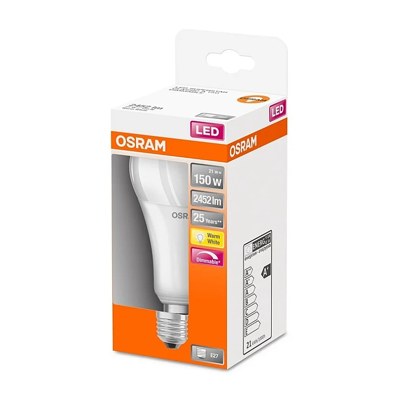 LED lemputė OSRAM. A70. E27. 21 W. 2452 lm. 2700 K LED lemputė OSRAM. A70. E27. 21 W. 2452 lm. 2700 K