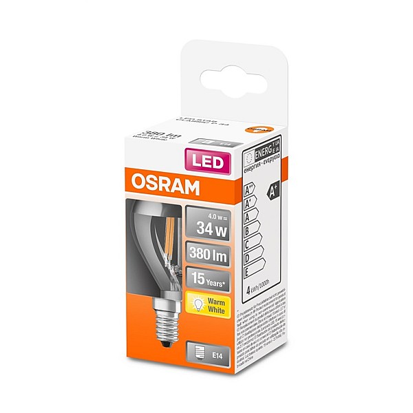 LED lempa Osram Filam. MIRROR. P45. 4W. E14. 2700K. 350lm