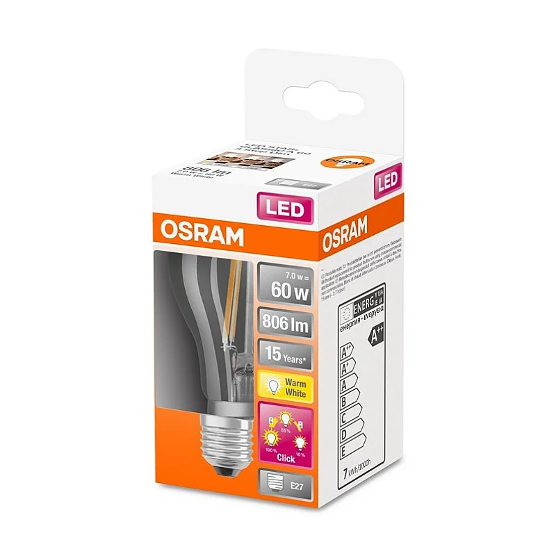 LED lemputė OSRAM. A60. E27. 7 W. 806 lm. 2700 K LED lemputė OSRAM. A60. E27. 7 W. 806 lm. 2700 K