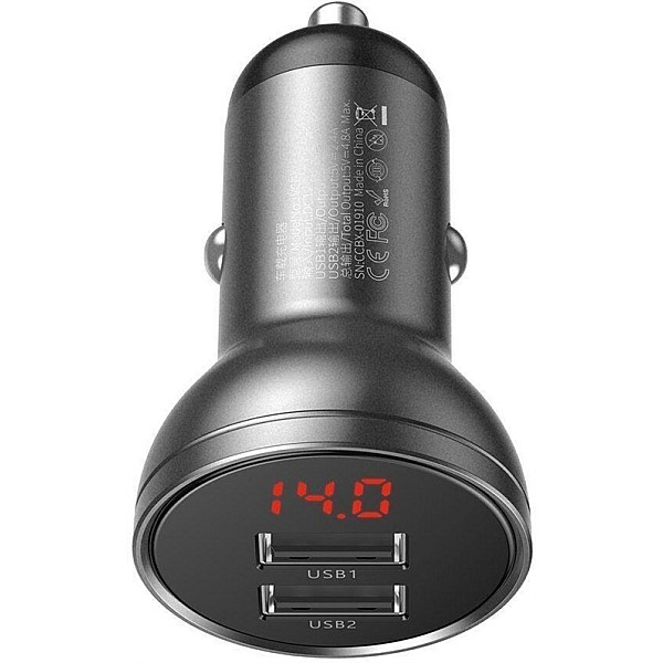 Įkroviklis Auto 4.8A 2xUSB LED 24W