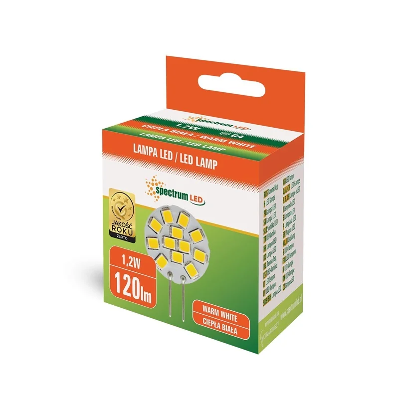 Lemputė Spectrum LED. G4. šiltai balta. G4. 1.2 W. 160 lm